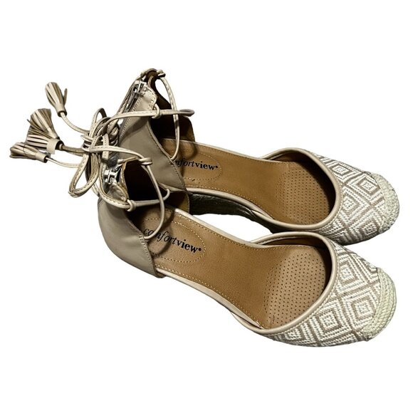 ComfortView Ryann Crochet Espadrilla Wedge Heels sz 8 Wide Lace Up Ankle - Picture 6 of 15